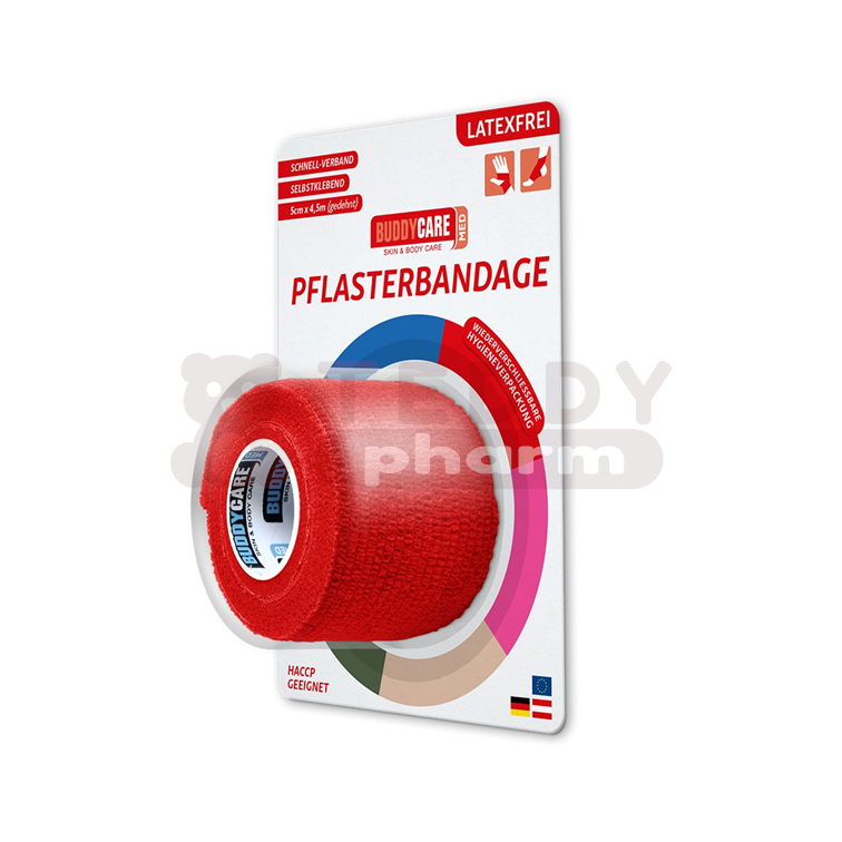 9120050442429 Buddycare Fingertape latexfrei rot 5 cm x 4,5 m 1 St
