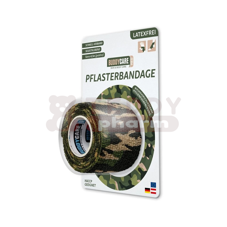 9120050442436 Buddycare Fingertape latexfrei grün camo 5 cm x 4,5 m 1 St